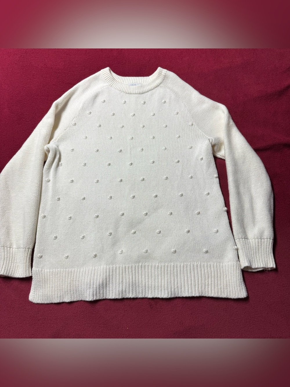 Old Navy White Crewneck Sweater with Dot Texture